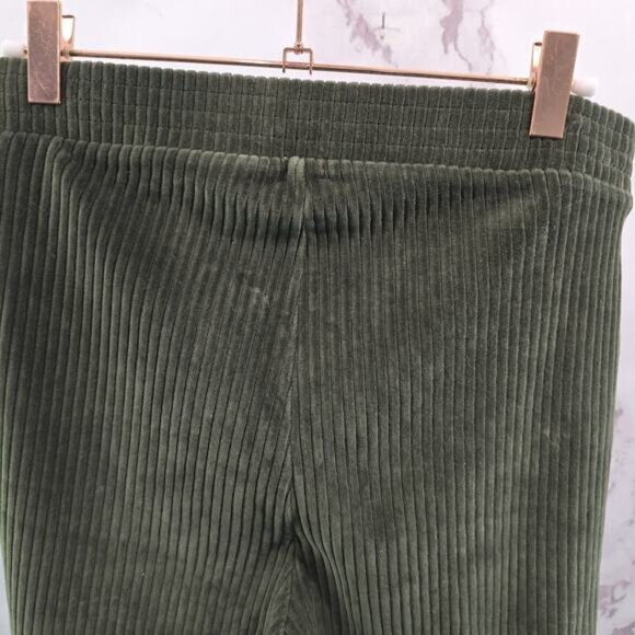 Aerie Leggings Womens Small R Green Flare Groove On Velour Corduroy High Rise - Picture 6 of 11